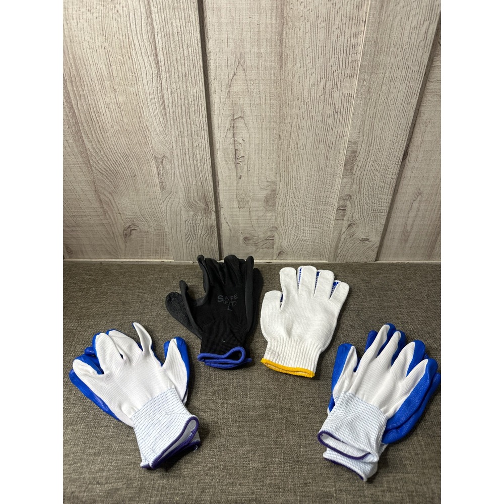Safe Fit Nitrile Coated and PVC Dot Work Gloves Bundle 4 Pairs Mens Large